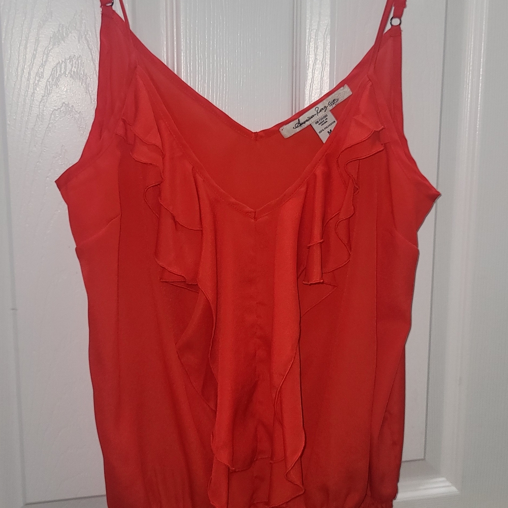 American Rag Vibrant Red Ruffled Camisole